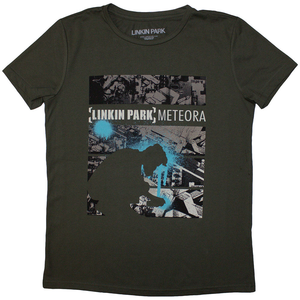 Linkin Park Ladies T-Shirt: Meteora Drip Collage (Green)