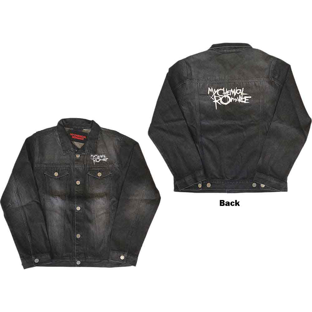 My Chemical Romance Unisex Denim Jacket: Logo (Black Denim) (Back Print)