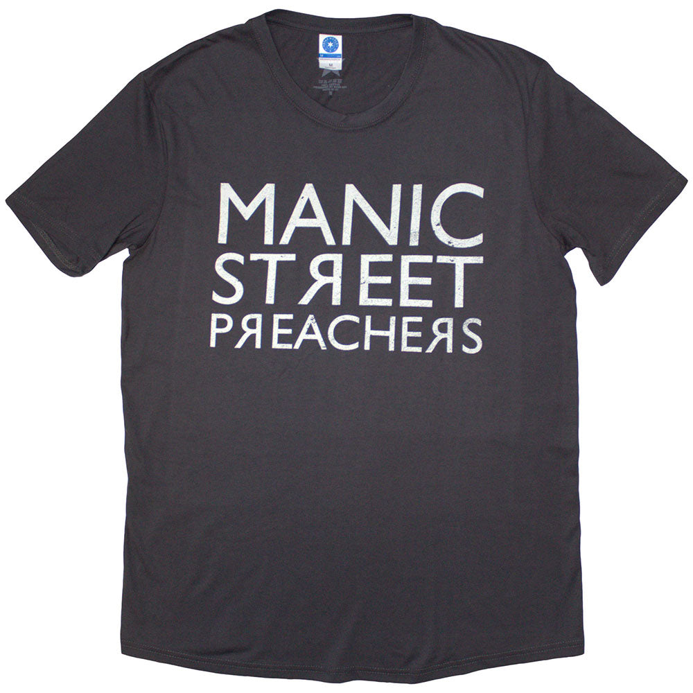 Manic Street Preachers Unisex T-Shirt: Reversed Logo (Charcoal Grey)