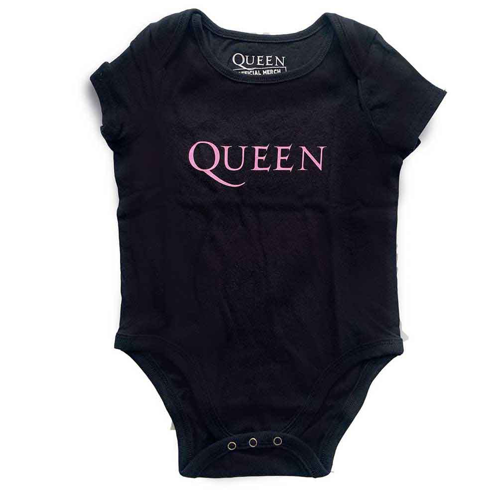 Queen Kids Baby Grow: Pink Logo (Black)