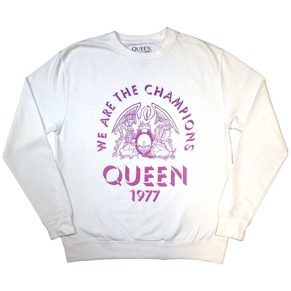 Queen Unisex Sweatshirt: Champions 1977 (White) (Oversized)