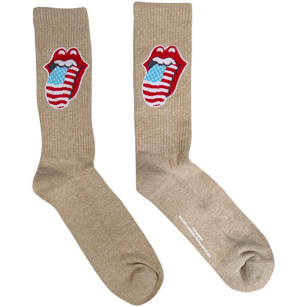 The Rolling Stones Unisex Terry Socks: US Tongue (Tie-Dye Effect Natural) (UK Size 7 - 11)