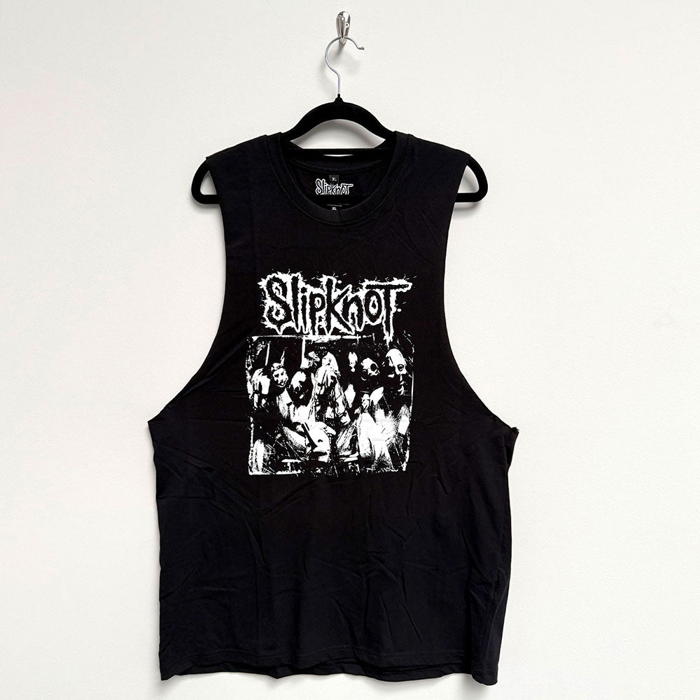 Slipknot Unisex Vest T-Shirt: Album Splatter (Black) (Back Print)