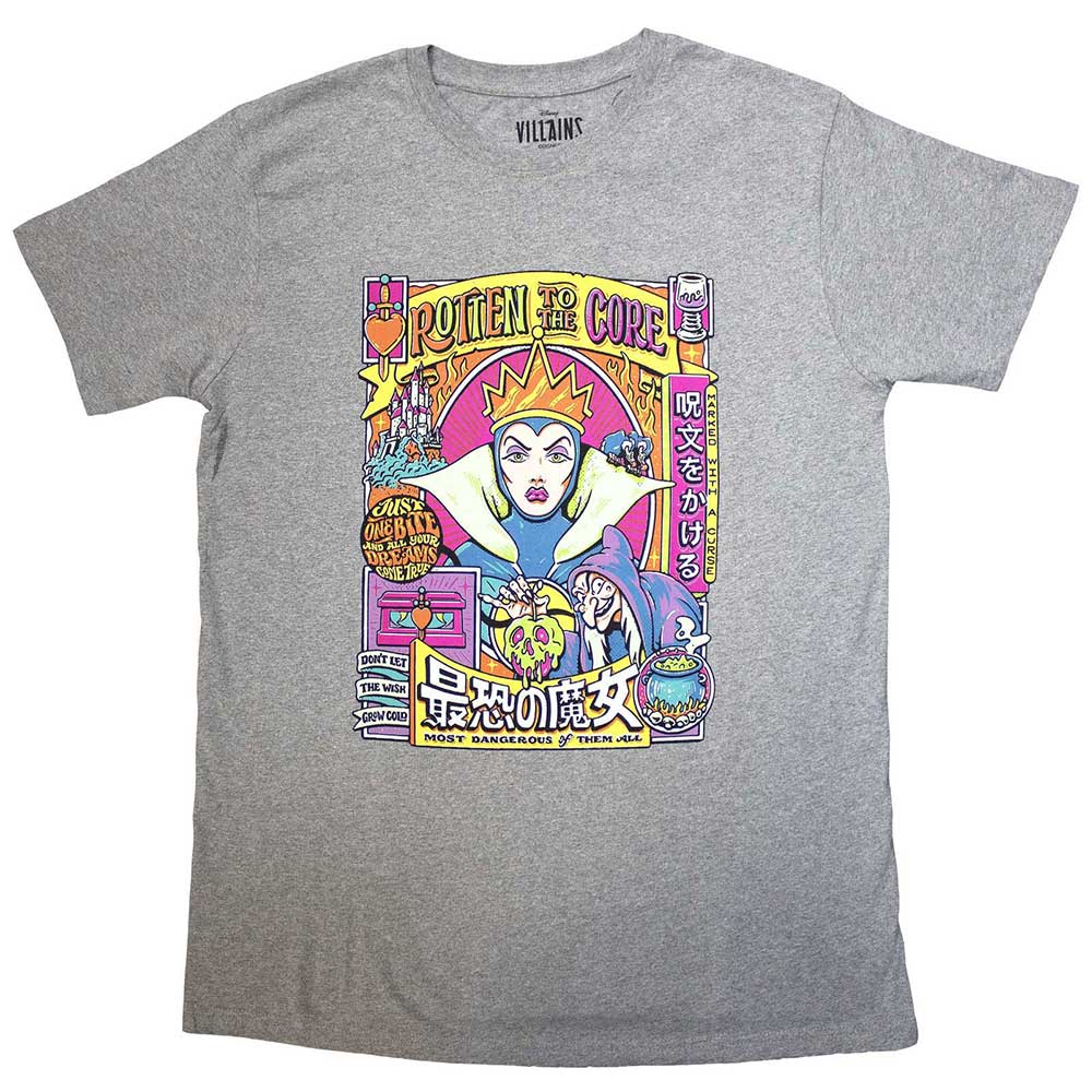 Disney Unisex T-Shirt: Snow White Evil Queen Rotten To The Core (Grey)