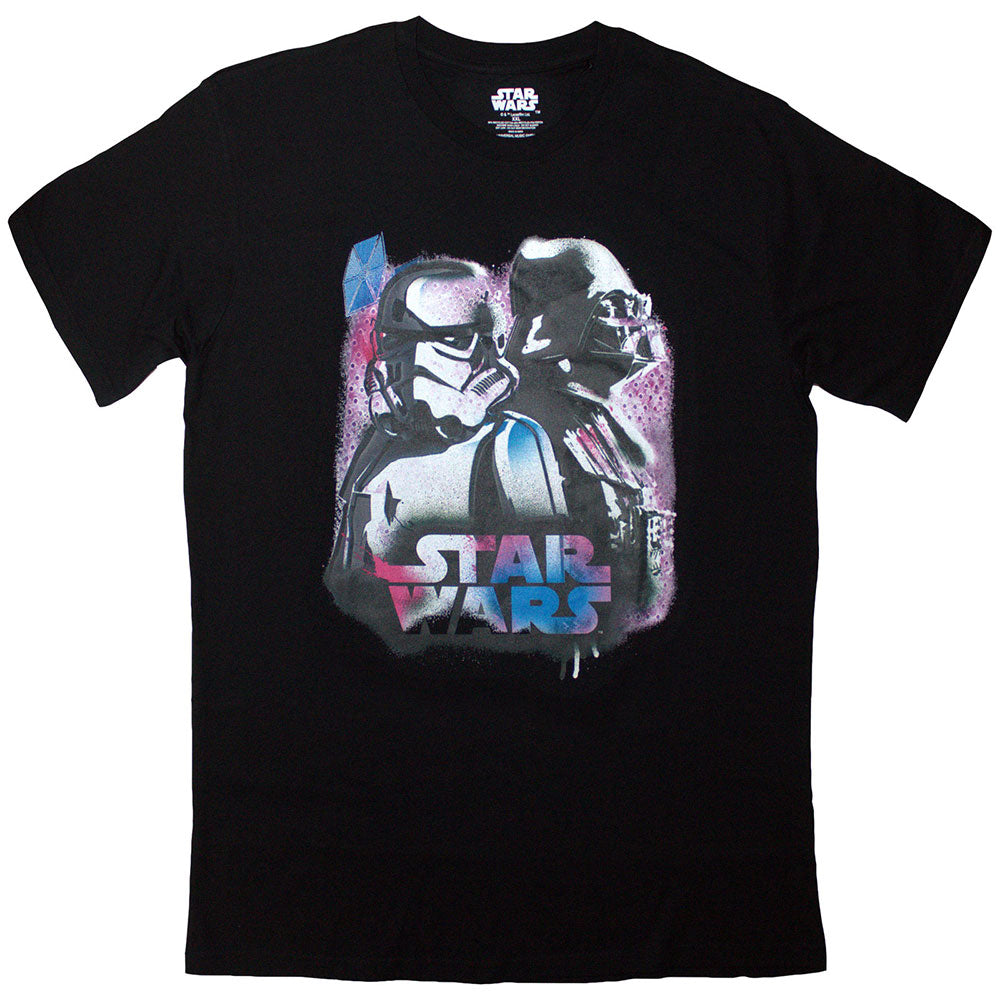 Star Wars Unisex T-Shirt: Vader & Trooper Neon (Black)