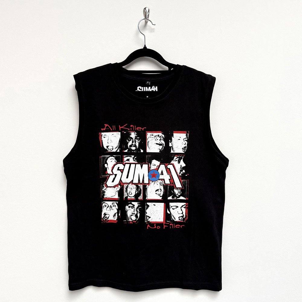 Sum 41 Unisex Tank T-Shirt: All Killer No Filler Tracklist (Black) (Back Print)