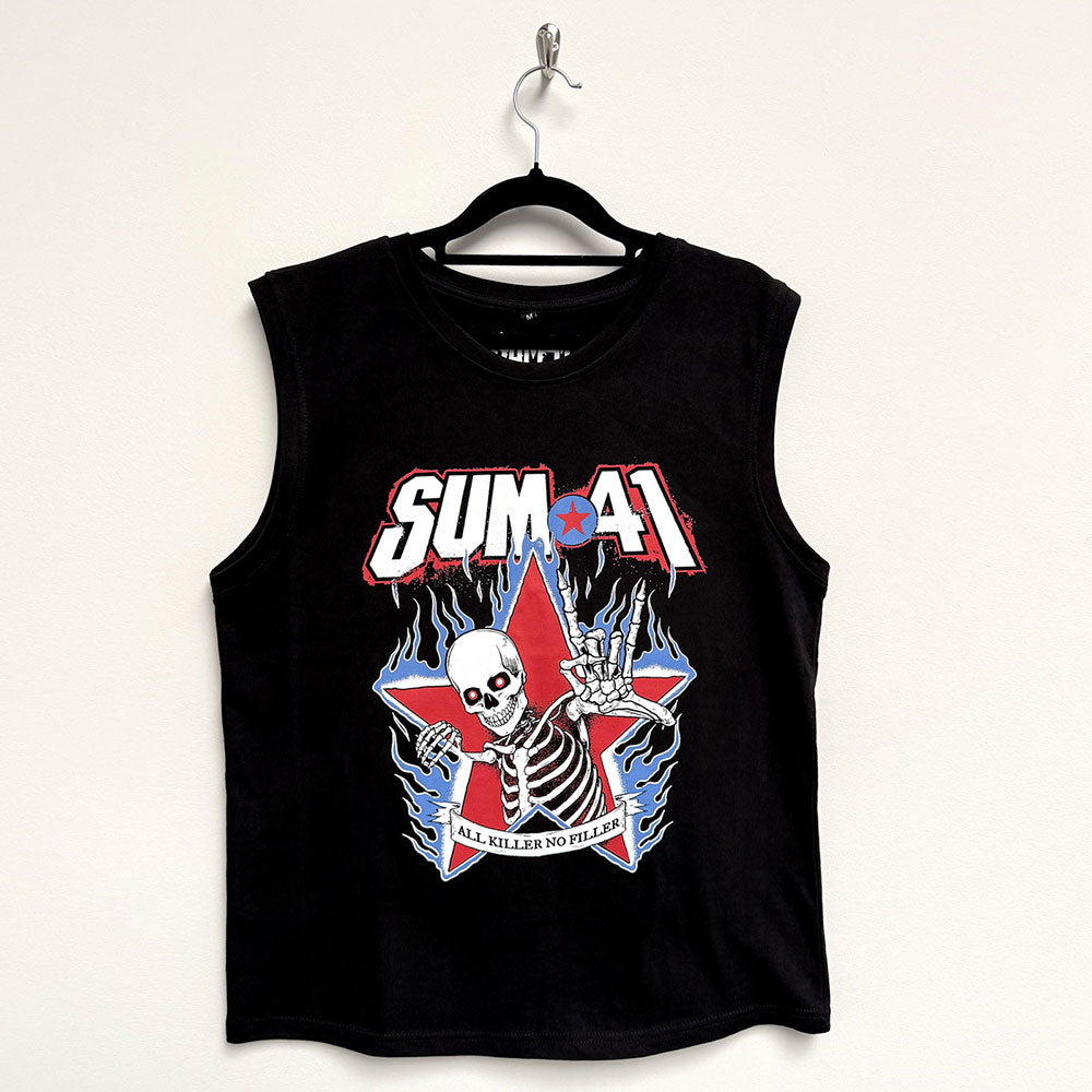 Sum 41 Unisex Tank T-Shirt: All Killer No Filler Skeleton (Black)