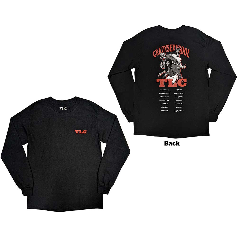 TLC Unisex Long Sleeve T-Shirt: CrazySexyCool Photo European Tour 2022 (Black) (Back Print & Ex-Tour)