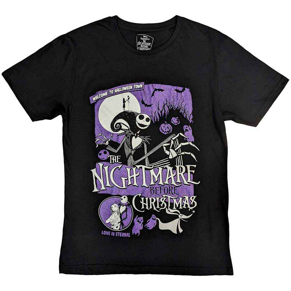 The Nightmare Before Christmas Unisex T-Shirt: Welcome To Halloween Town (Black) (Embellished)