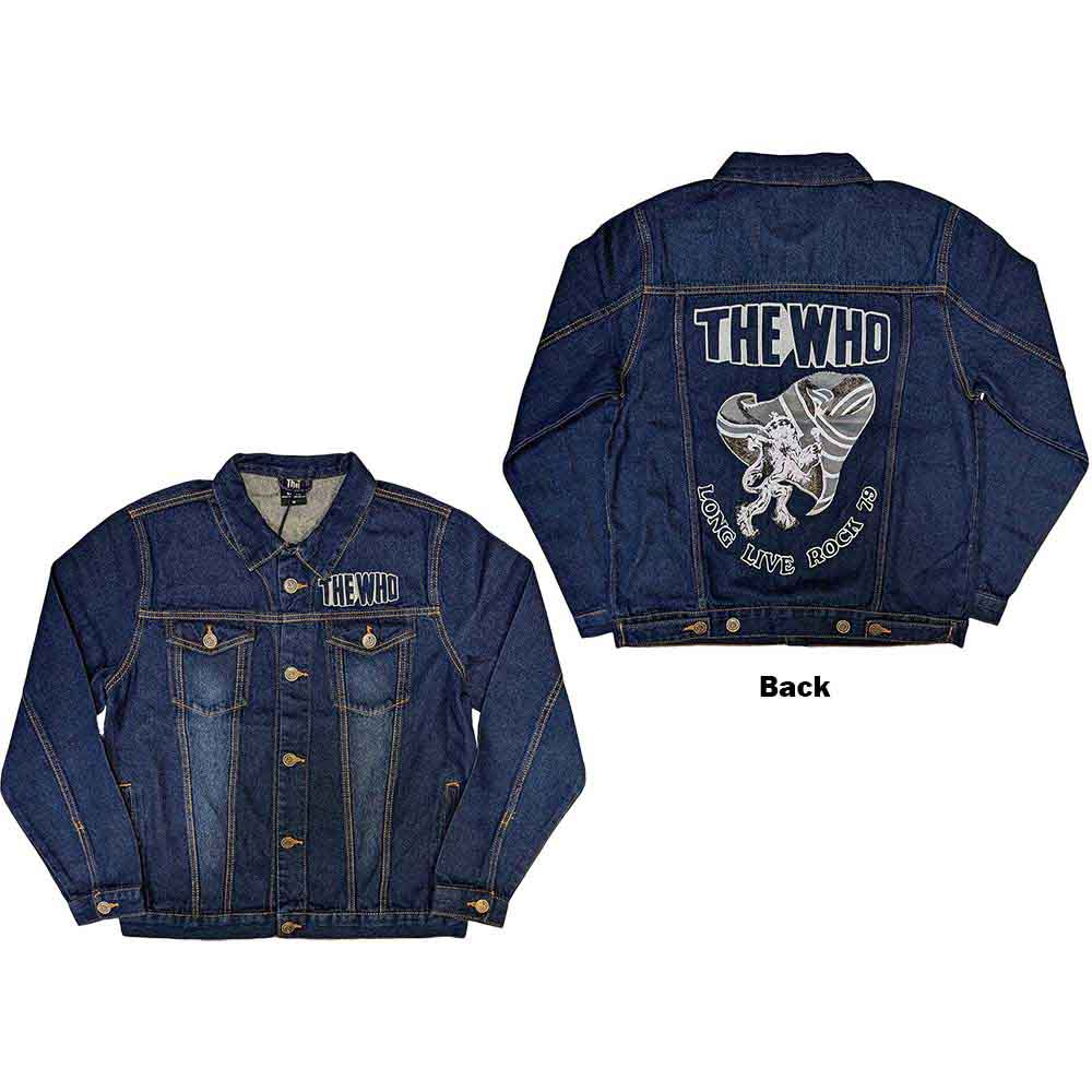 The Who Unisex Denim Jacket: Long Live Rock (Denim Blue) (Back Print)