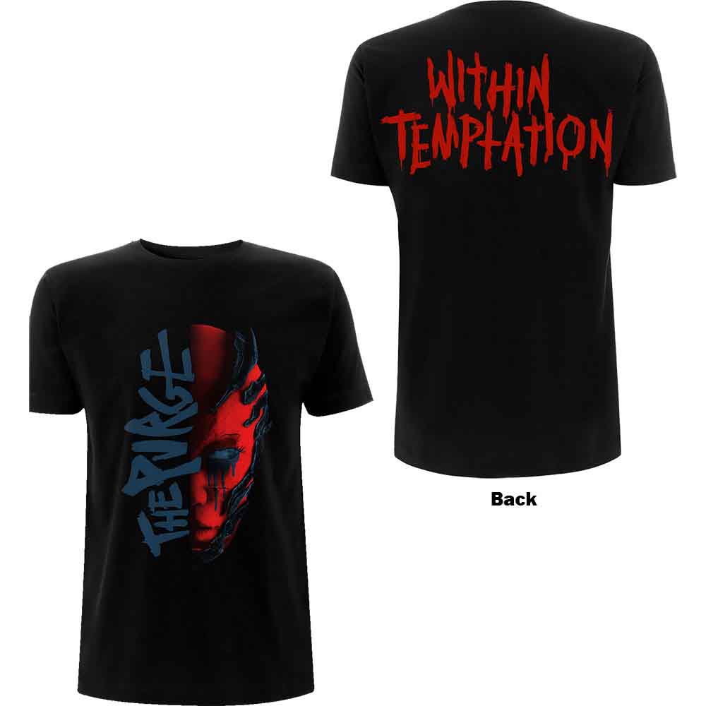Within Temptation Ladies T-Shirt: Purge Outline (Red Face) (Black) (Back Print)