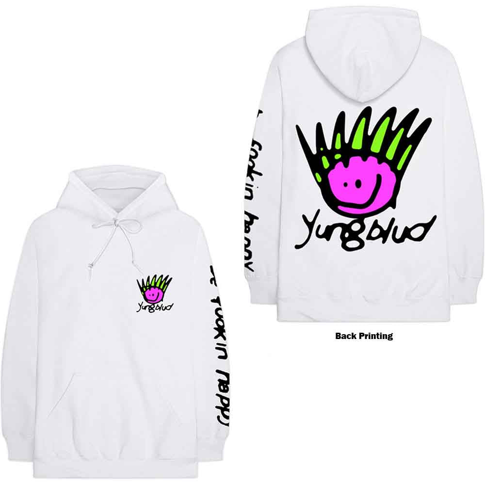 Yungblud Unisex Pullover Hoodie: Face (White) (Back Print)