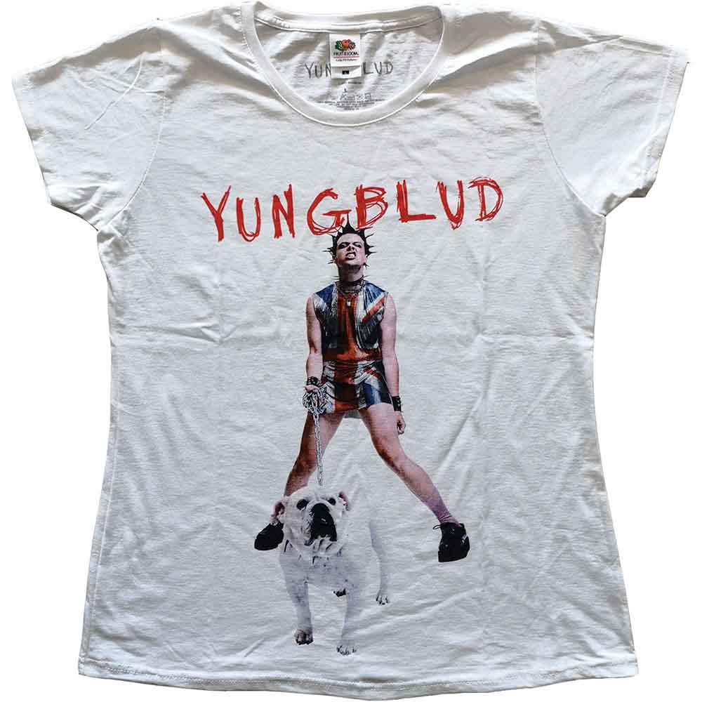 Yungblud Ladies T-Shirt: Strawberry Lipstick (White)