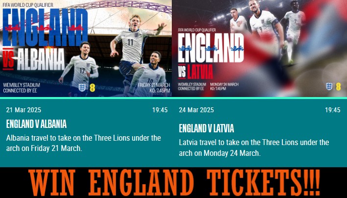 Win a VIP Club Wembley Experience for England’s World Cup Qualifiers!