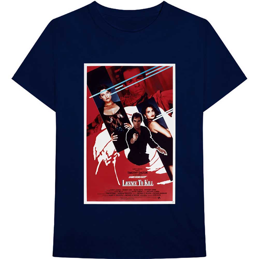 James Bond 007 Unisex T-Shirt: Licence To Kill Poster (Navy Blue)