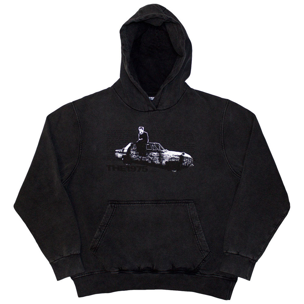 The 1975 Unisex Stone Wash Pullover Hoodie: Car Photo (Charcoal Grey) (Wash Collection)