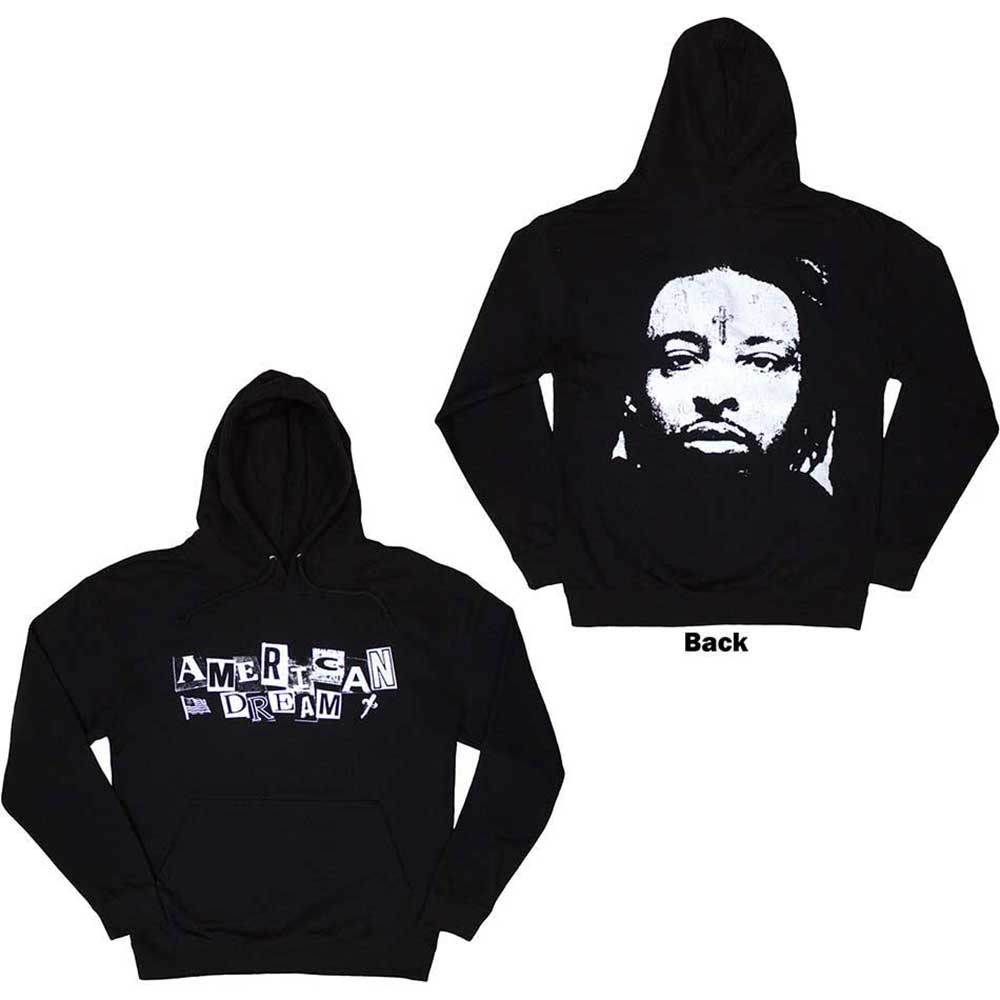 21 Savage Unisex Pullover Hoodie: American Dream (Black) (Back Print)