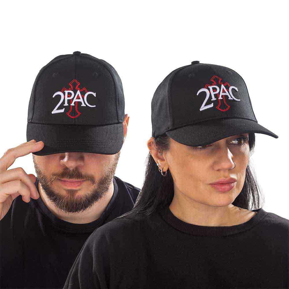 Tupac Unisex Baseball Cap: Cross Logo (Black)