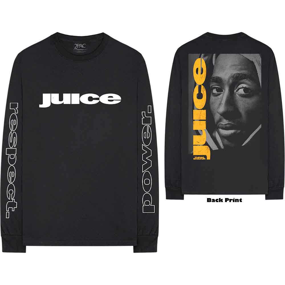 Tupac Unisex Long Sleeve T-Shirt: Respect (Black) (Back & Sleeve Print)