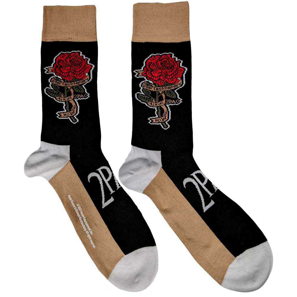 Tupac Unisex Ankle Socks: Rose (Black) (UK Size 7 - 11)