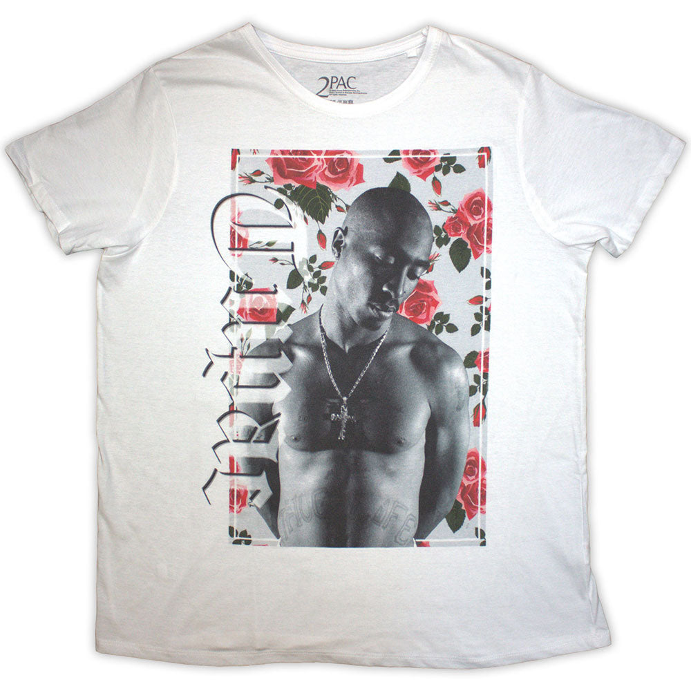 Tupac Ladies T-Shirt: Floral (White)