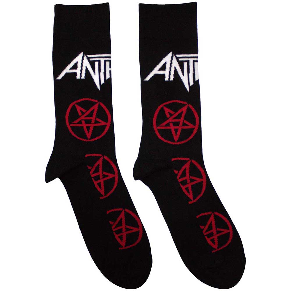 Anthrax Unisex Ankle Socks: Pentathrax Pattern (Black) (UK Size 7 - 11)