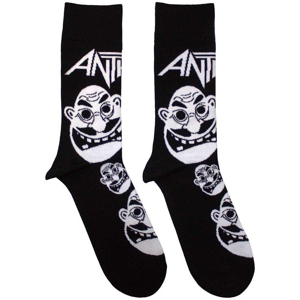 Anthrax Unisex Ankle Socks: Faces Pattern B&W (Black) (UK Size 7 - 11)