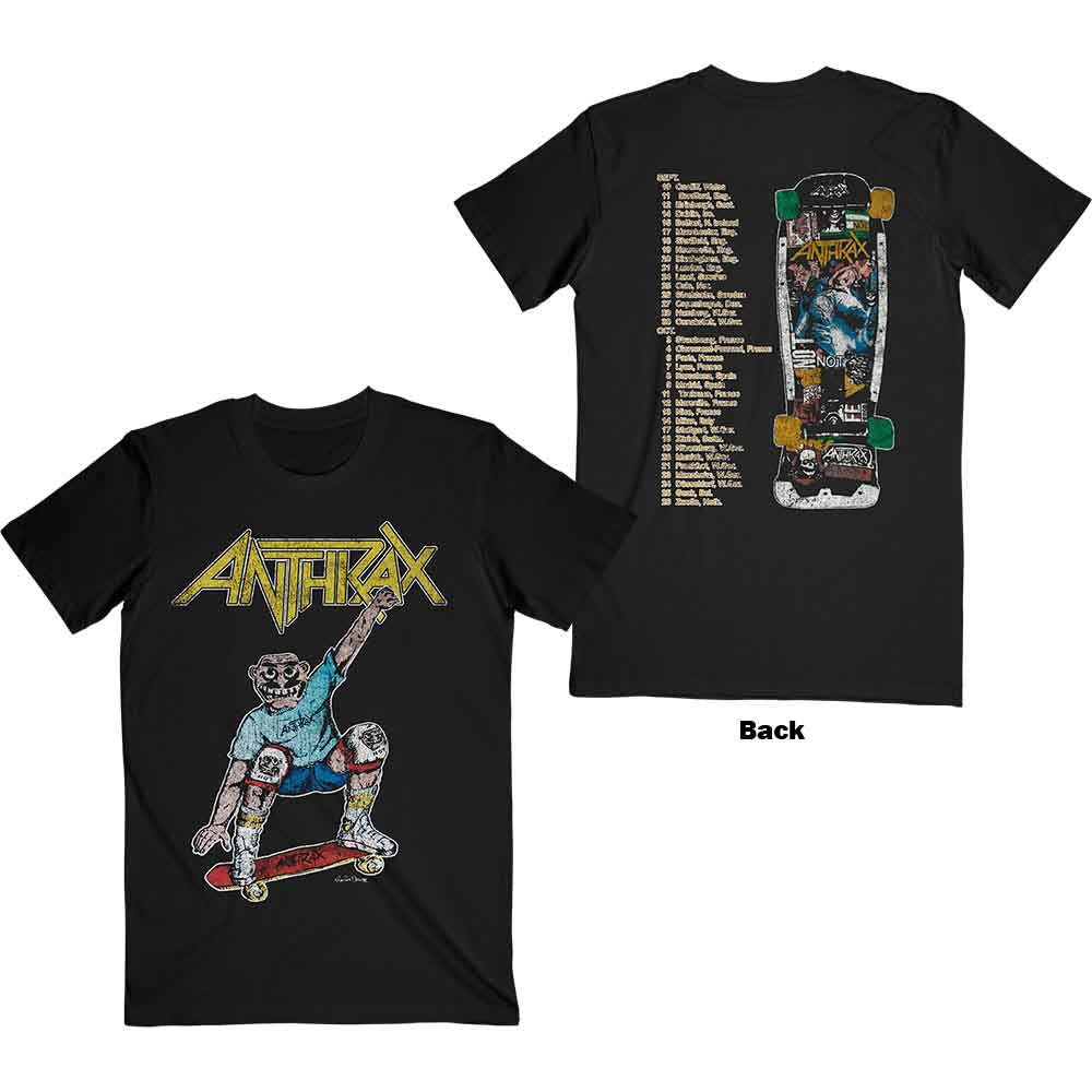 Anthrax Unisex T-Shirt: Spreading Skater Notman Vintage (Black) (Back Print)