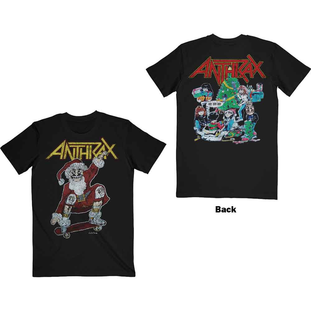 Anthrax Unisex T-Shirt: Vintage Christmas (Black) (Back Print)