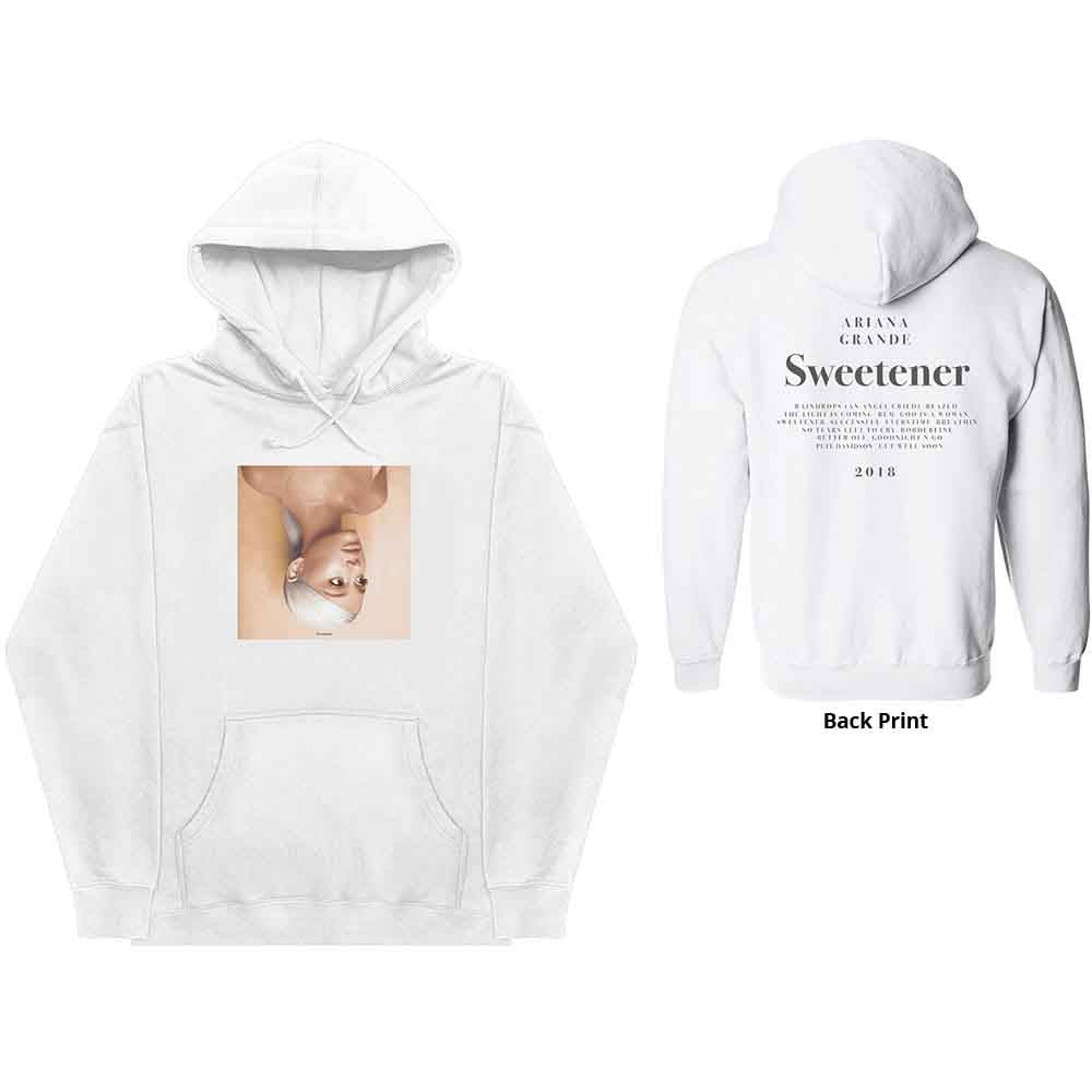 Ariana Grande Unisex Pullover Hoodie: Sweetener (White) (Back Print)