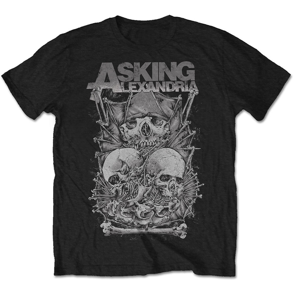 Asking Alexandria Unisex T-Shirt: Skull Stack (Black)