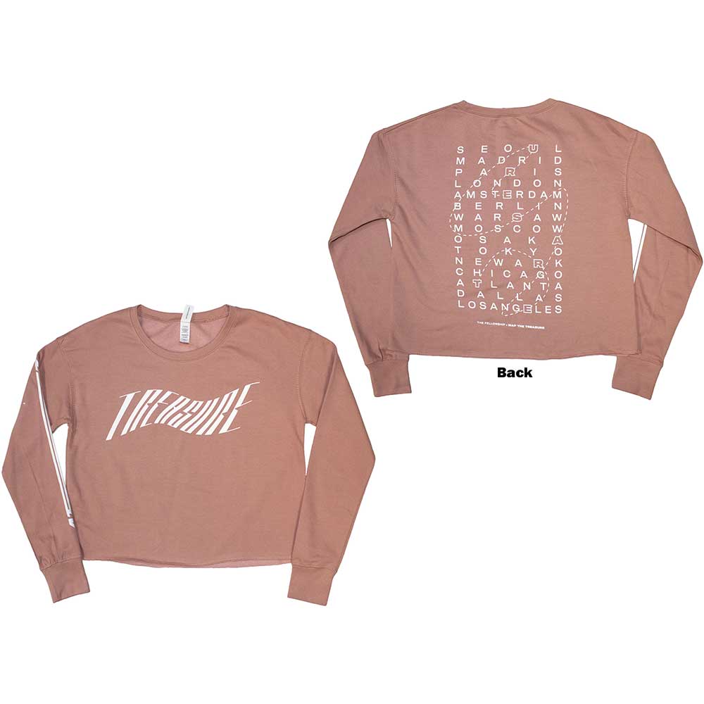 ATEEZ Ladies Sweatshirt: Fellowship Map The Treasure Crop (Pink) (Back Print & Ex-Tour) (Small)