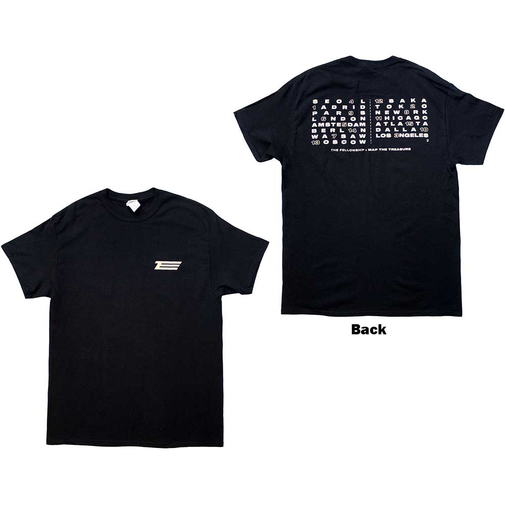 ATEEZ Unisex T-Shirt: Fellowship Map The Treasure (Black) (Back Print & Ex-Tour)