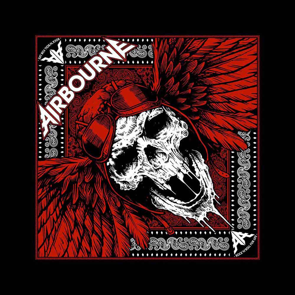 Airbourne Unisex Bandana: Red Skull (Black)