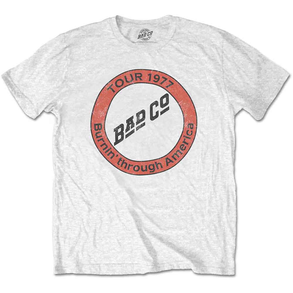 Bad Company Unisex T-Shirt: Burnin' Through America (White)