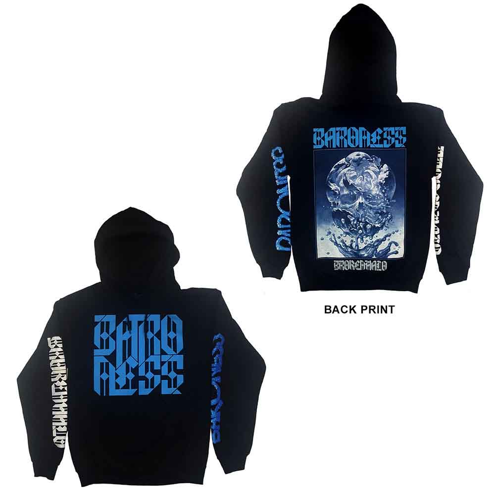 Baroness Unisex Pullover Hoodie: Broken Halo (Black) (Back Print & Ex-Tour) (Small)