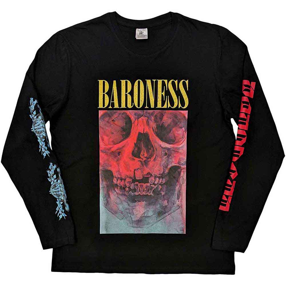 Baroness Unisex Long Sleeve T-Shirt: Skull Tour (Black) (Sleeve Print)