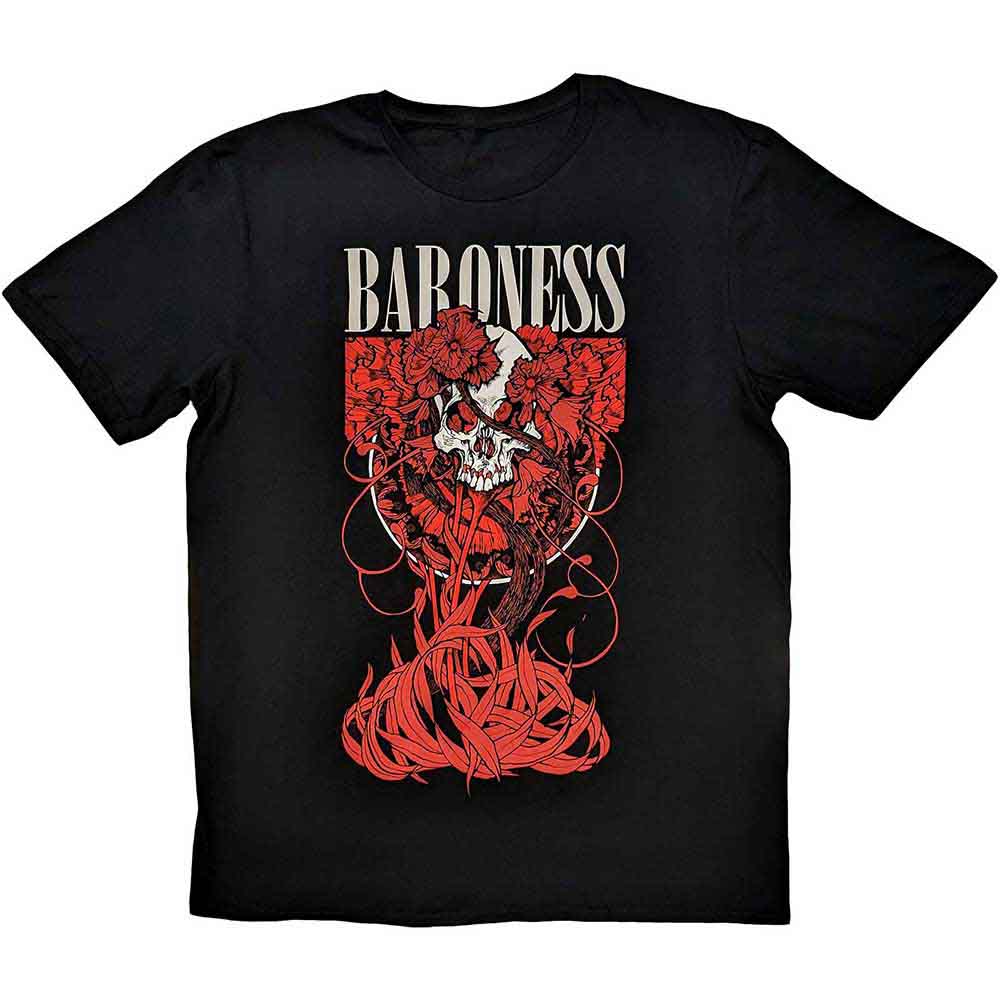 Baroness Unisex T-Shirt: Fleur Skull (Black)