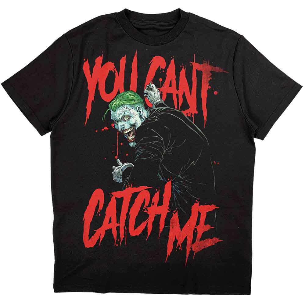 DC Comics Unisex T-Shirt: Joker You Can't Catch Me (Black) (Medium)