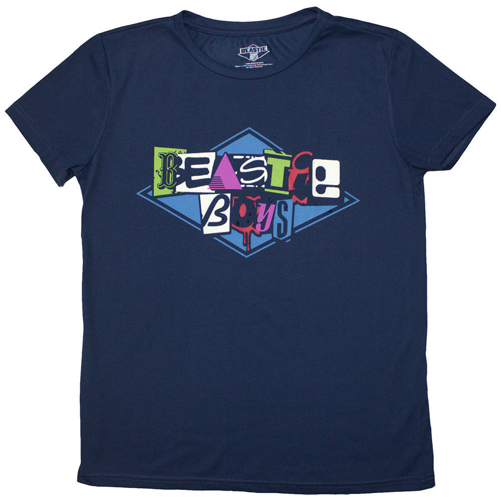 The Beastie Boys Ladies T-Shirt: Multicolour Logo (Denim Blue)