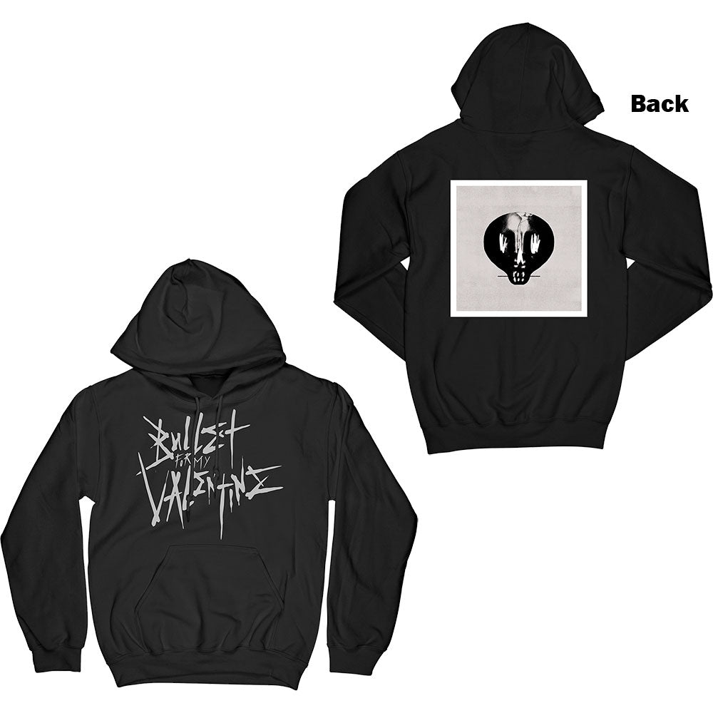 Bullet For My Valentine Unisex Pullover Hoodie: Large Logo & Album (Black) (Back Print)