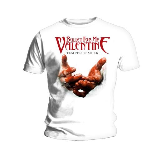 Bullet For My Valentine Unisex T-Shirt: Temper Temper Blood Hands (White) (XX-Large)