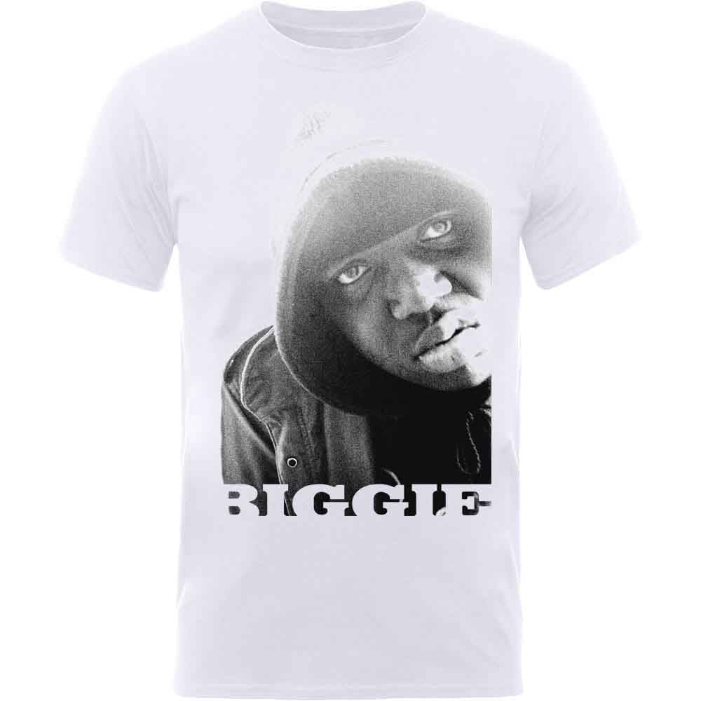Biggie Smalls Unisex T-Shirt: B&W Portrait (White) (XX-Large)