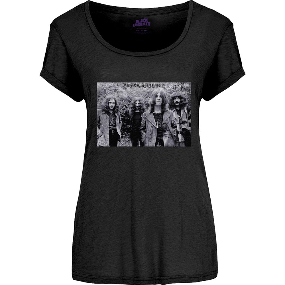 Group Shot Ladies Scoop Neck T-Shirt | Black Sabbath