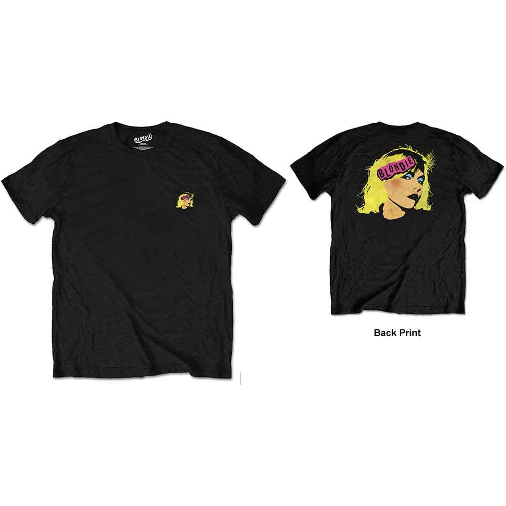 Blondie Unisex Retail Pack T-Shirt: Punk Logo (Black) (Back Print)