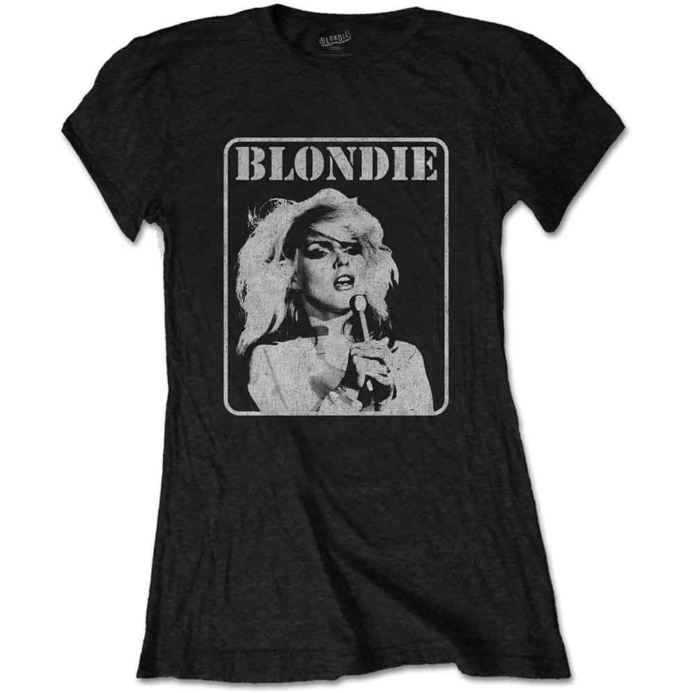 Blondie Ladies T-Shirt: Presente Poster (Black)