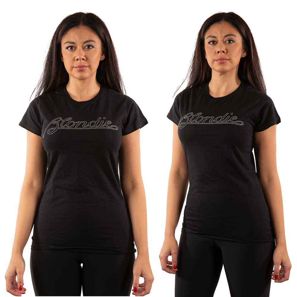 Blondie Ladies T-Shirt: Logo (Black) (Embellished)