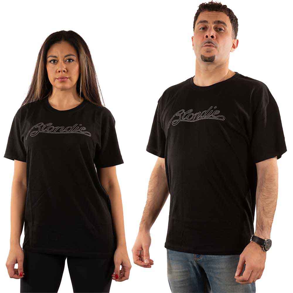 Blondie Unisex T-Shirt: Logo (Black) (Embellished)