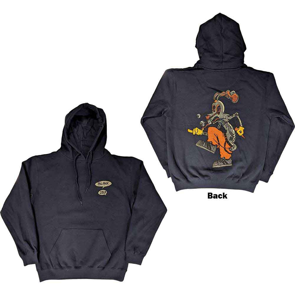 Blink-182 Unisex Pullover Hoodie: Roger Rabbit (Navy Blue) (Back Print)