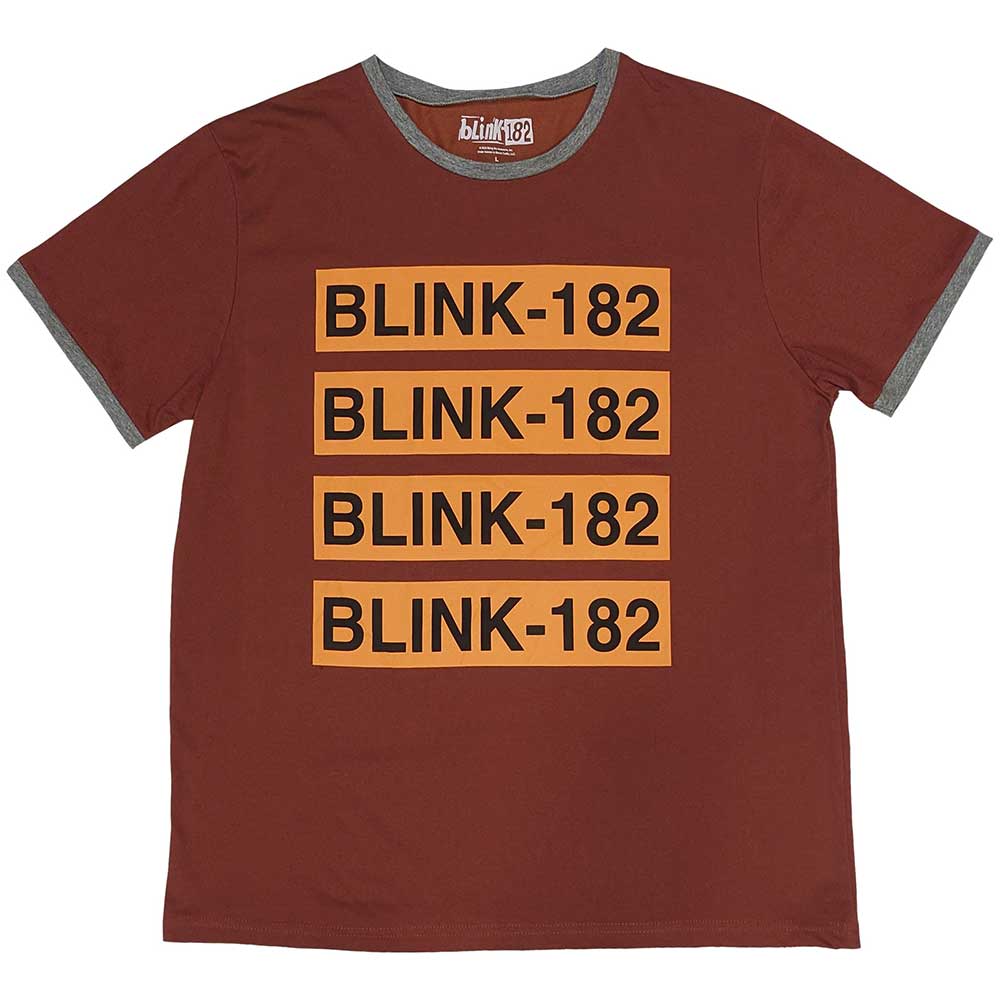 Blink-182 Unisex Ringer T-Shirt: Logo Repeat (Red)